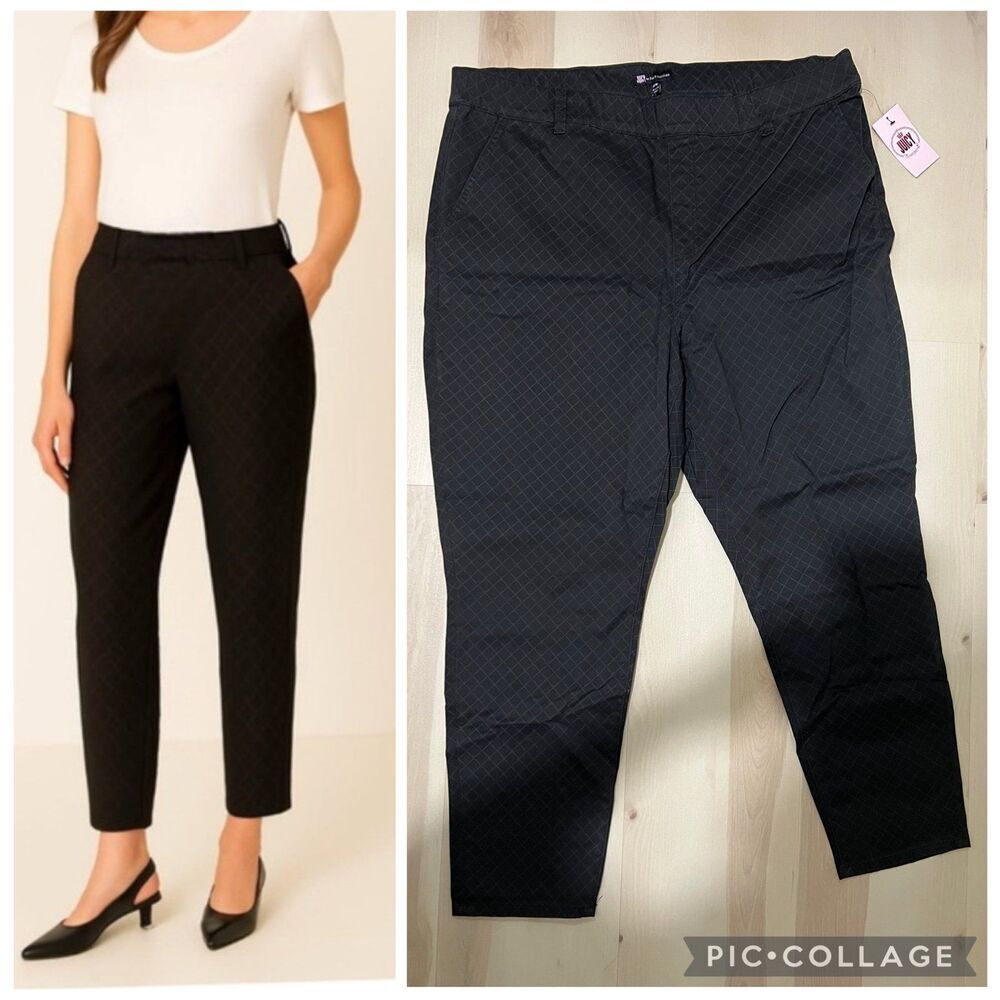 Juicy Couture NWT Plus Size 20W Beverly Skinny Diamond Print Black Pants